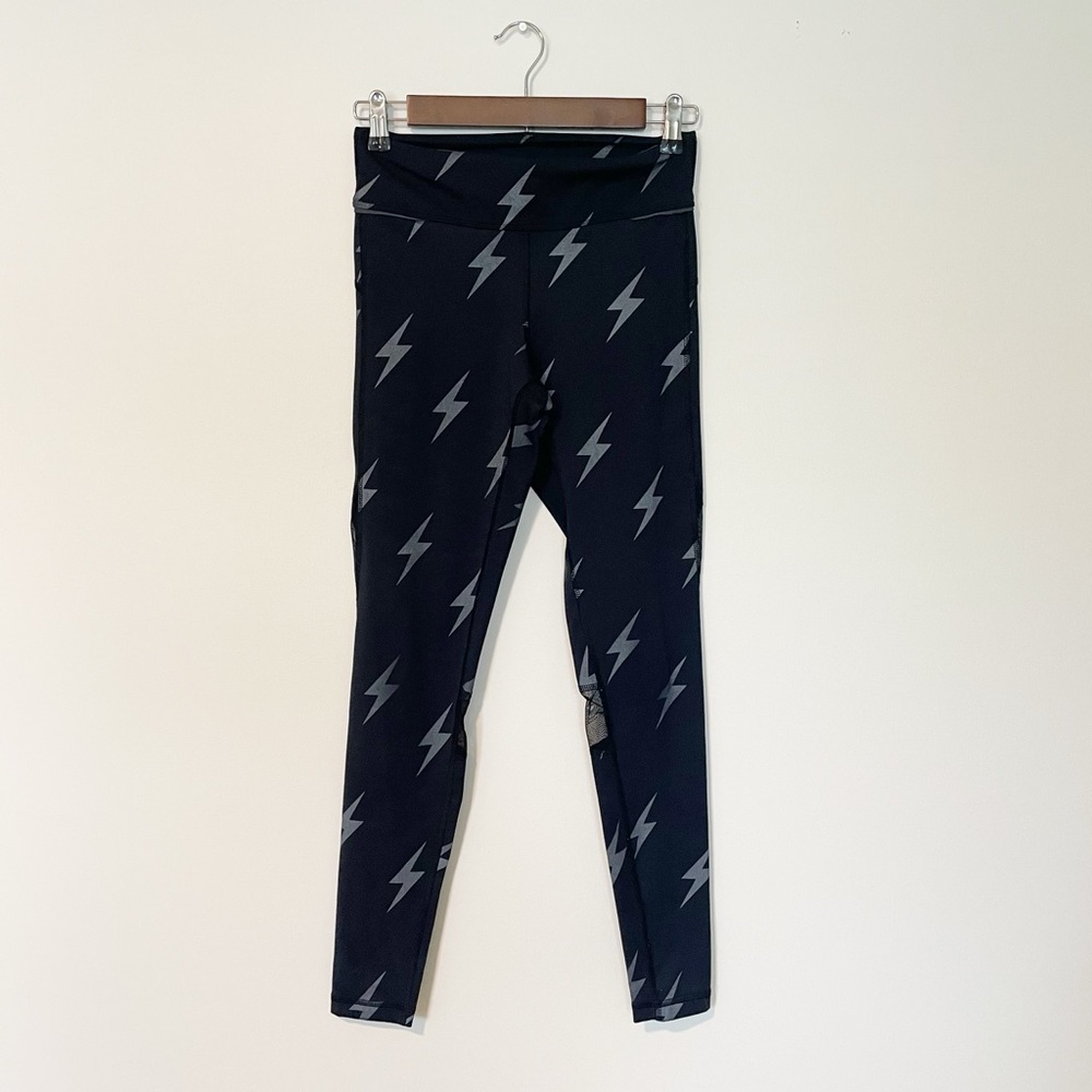 Alala Black and Gray Lightning Bolt Leggings